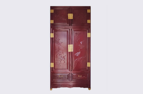仓山高端中式家居装修深红色纯实木衣柜